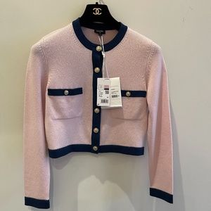 SOLD!!  NWT!! 2021 Collection- CHANEL Pink and Navy cardigan